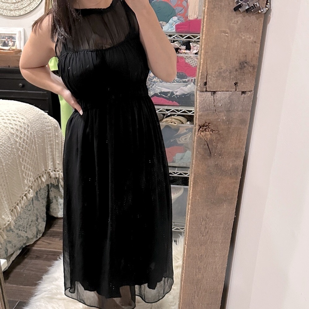 Old Navy Black Sheer Midi Dress size medium new with tags